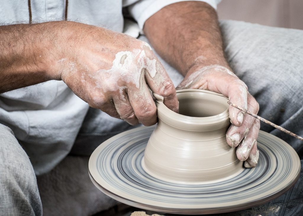 cerámica, hecho a mano, manos